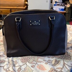 Kate Spade Black Pebbled leather Satchel two tone blk grey large